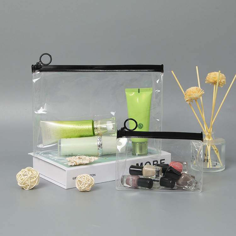 Bolsa cosmética transparente com anel Ziplock